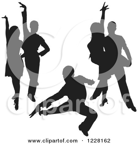 Clipart of Black Silhouetted Latin Dance Couples 8 - Royalty Free Vector Illustration by dero