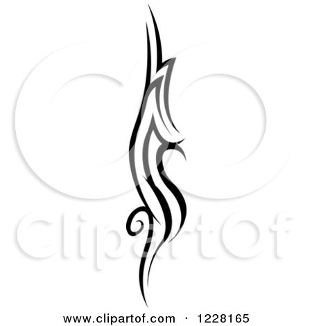Clipart of a Vertical Black and White Tribal Tattoo Design - Royalty Free Vector Illustration by dero
