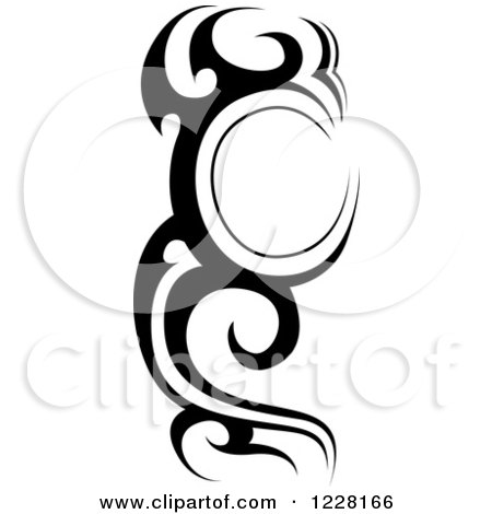 Clipart of a Vertical Black and White Tribal Tattoo Design 2 - Royalty Free Vector Illustration by dero
