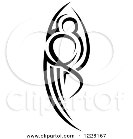 Clipart of a Vertical Black and White Tribal Tattoo Design 3 - Royalty Free Vector Illustration by dero