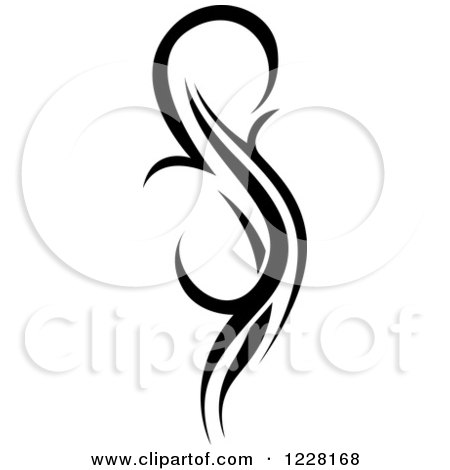 Clipart of a Vertical Black and White Tribal Tattoo Design 4 - Royalty Free Vector Illustration by dero