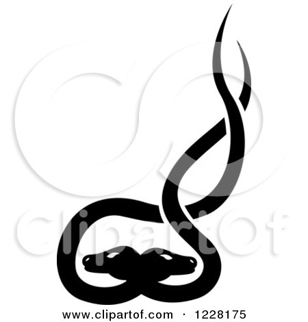 Clipart of a Black and White Tribal Double Snake Tattoo Design - Royalty Free Vector Illustration by dero