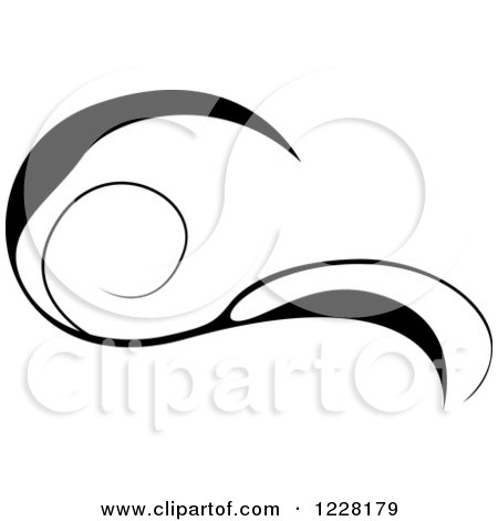 Clipart of a Black and White Floral Scroll Design 10 - Royalty Free Vector Illustration by dero