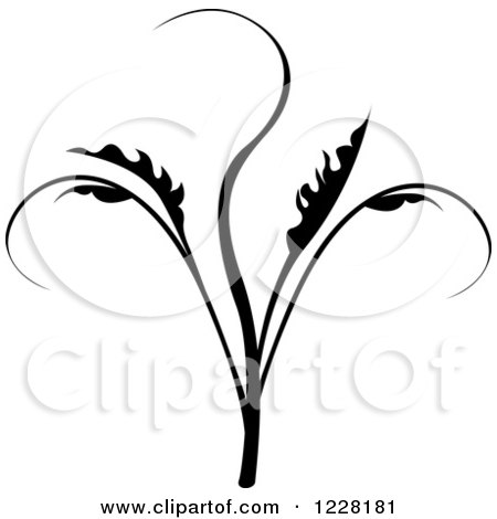 Clipart of a Black and White Floral Scroll Design 12 - Royalty Free Vector Illustration by dero