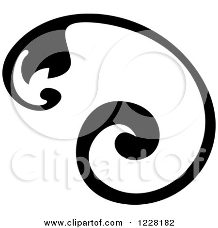 Clipart of a Black and White Floral Scroll Design 2 - Royalty Free Vector Illustration by dero