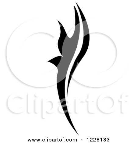 Clipart of a Black and White Floral Scroll Design 3 - Royalty Free Vector Illustration by dero