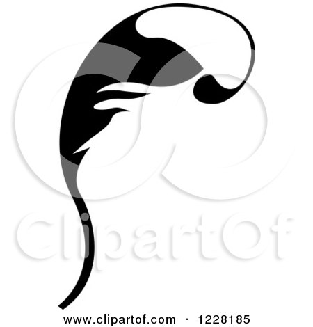 Clipart of a Black and White Floral Scroll Design 5 - Royalty Free Vector Illustration by dero