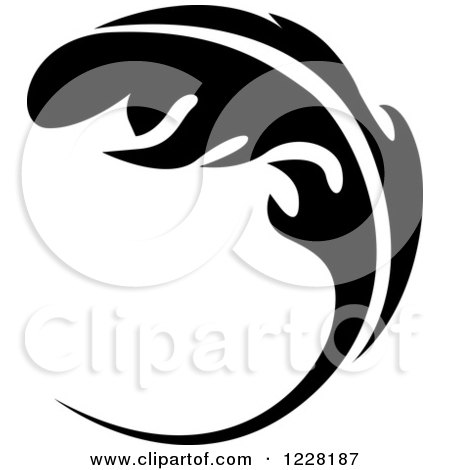 Clipart of a Black and White Floral Scroll Design 7 - Royalty Free Vector Illustration by dero