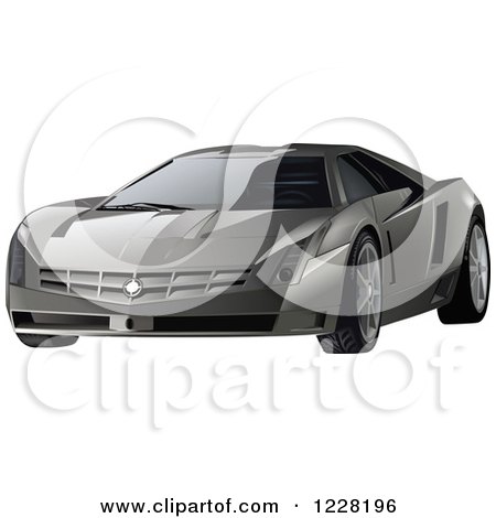 Clipart of a Silver Cadillac Cien Sports Car - Royalty Free Vector Illustration by dero