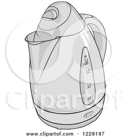 Clipart of a Grayscale Kettle - Royalty Free Vector Illustration by dero