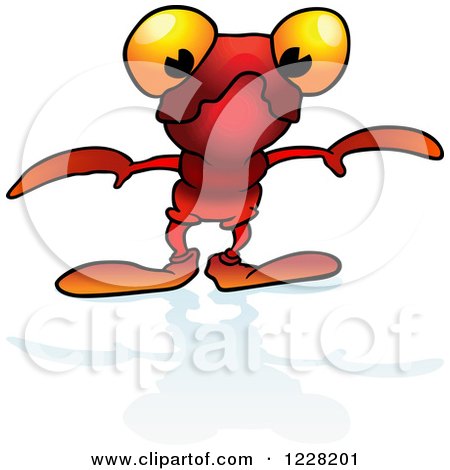 Clipart of a Red Alien and Shadow - Royalty Free Vector Illustration by dero