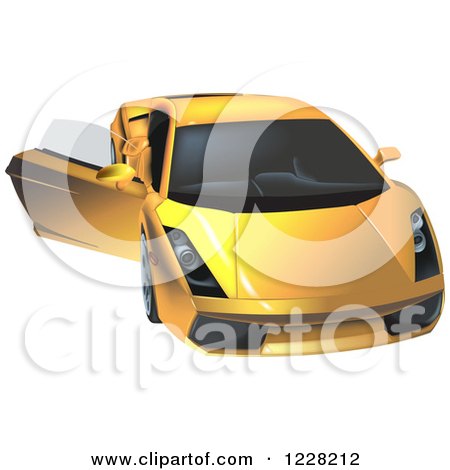 Clipart of a Yellow Lamborghini Gallardo with an Open Door - Royalty Free Vector Illustration by dero