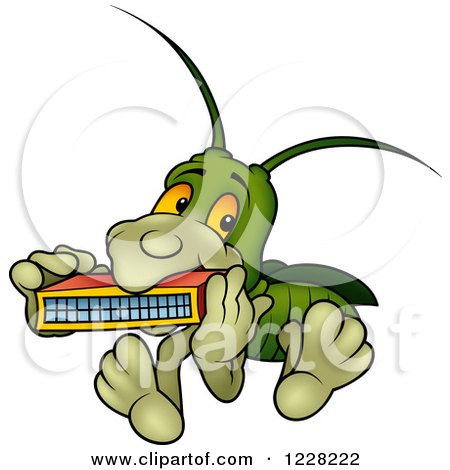 Clipart of a Bug Playing a Harmonica - Royalty Free Vector Illustration by dero