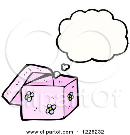 Clipart of a Thinking Pink Gift Box - Royalty Free Vector Illustration by lineartestpilot