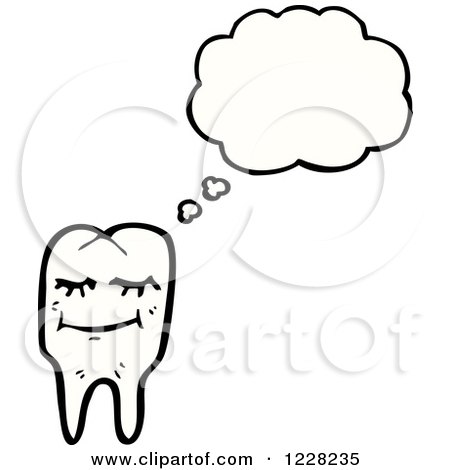 Clipart of a Thinking Happy Tooth - Royalty Free Vector Illustration by lineartestpilot