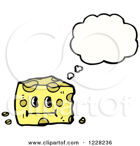 Clipart of a Thinking Cheese Wedge - Royalty Free Vector Illustration by lineartestpilot