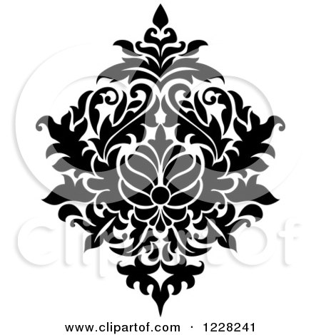 Clipart of a Black and White Floral Damask Design 44 - Royalty Free Vector Illustration by Vector Tradition SM