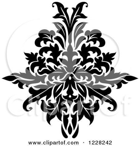 Clipart of a Black and White Floral Damask Design 43 - Royalty Free Vector Illustration by Vector Tradition SM