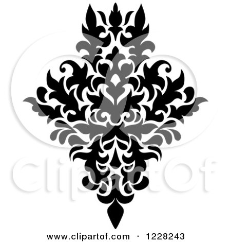 Clipart of a Black and White Floral Damask Design 41 - Royalty Free Vector Illustration by Vector Tradition SM