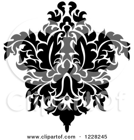 Clipart of a Black and White Floral Damask Design 45 - Royalty Free Vector Illustration by Vector Tradition SM