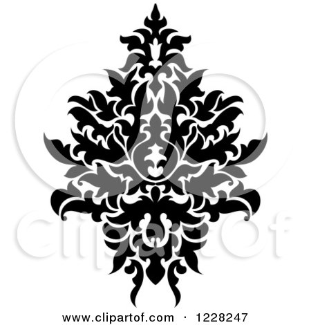 Clipart of a Black and White Floral Damask Design 42 - Royalty Free Vector Illustration by Vector Tradition SM