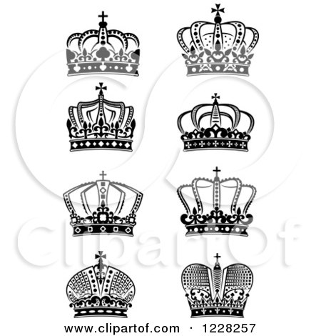 Clipart of Black and White Crowns 10 - Royalty Free Vector Illustration by Vector Tradition SM