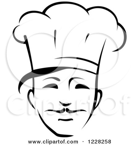 Clipart of a Happy Black and White Male Chef Wearing a Toque Hat 9 - Royalty Free Vector Illustration by Vector Tradition SM