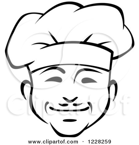 Clipart of a Happy Black and White Male Chef Wearing a Toque Hat 10 - Royalty Free Vector Illustration by Vector Tradition SM