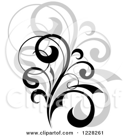 Clipart of a Black Flourish with a Shadow 3 - Royalty Free Vector Illustration by Vector Tradition SM