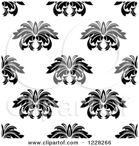 Clipart of a Seamless Black and White Floral Background Pattern - Royalty Free Vector Illustration by Vector Tradition SM