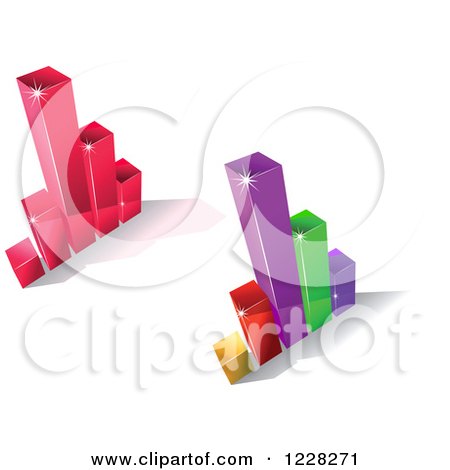 Clipart of 3d Magenta and Colorful Bar Graphs - Royalty Free Vector Illustration by Vector Tradition SM