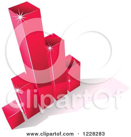 Clipart of a 3d Magenta Bar Graph and Shadow - Royalty Free Vector Illustration by Vector Tradition SM