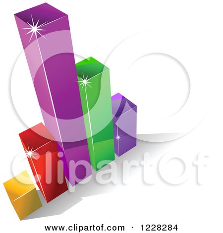 Clipart of a 3d Colorful Bar Graph and Shadow - Royalty Free Vector Illustration by Vector Tradition SM