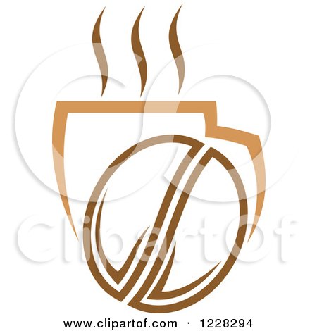 Clipart of a Coffee Bean and a Steamy Beverage - Royalty Free Vector Illustration by Vector Tradition SM