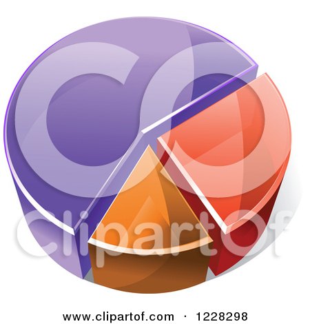 Clipart of a 3d Purple Orange and Red Pie Chart - Royalty Free Vector Illustration by Vector Tradition SM