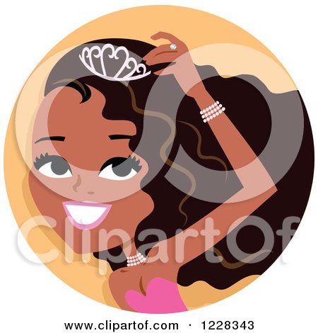 Clipart of a Young Black Beauty Queen Woman Avatar - Royalty Free Vector Illustration by Monica
