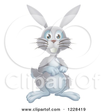 Clipart of an Alert Gray Bunny Rabbit - Royalty Free Vector Illustration by AtStockIllustration