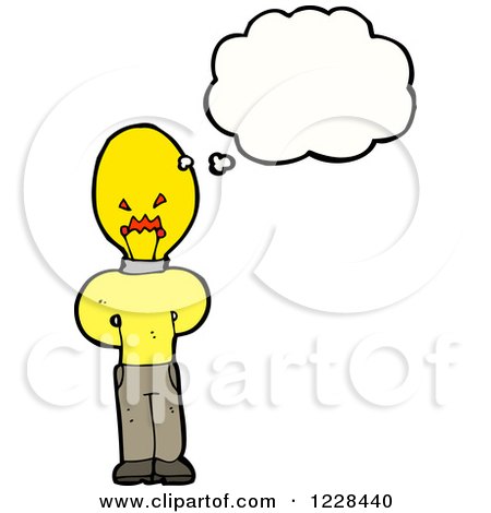 Clipart of a Thinking Lightbulb Man - Royalty Free Vector Illustration by lineartestpilot