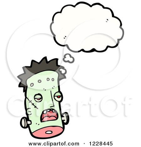 Clipart of a Thinking Zombie Head - Royalty Free Vector Illustration by lineartestpilot