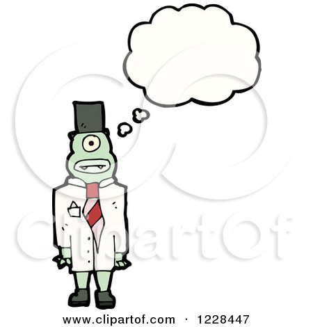 Clipart of a Thinking Monster Business Man - Royalty Free Vector Illustration by lineartestpilot