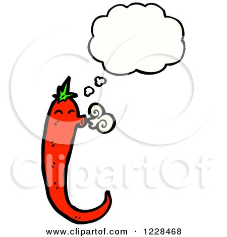 Clipart of a Thinking Chili Pepper - Royalty Free Vector Illustration by lineartestpilot