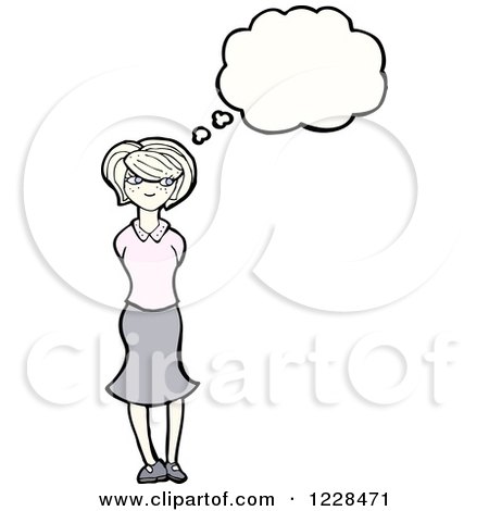 Clipart of a Thinking Woman - Royalty Free Vector Illustration by lineartestpilot
