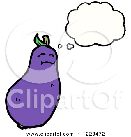 Clipart of a Thinking Eggplant - Royalty Free Vector Illustration by lineartestpilot