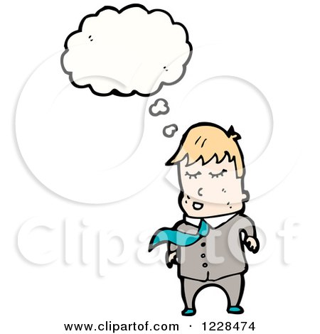 Clipart of a Thinking Blond Businessman - Royalty Free Vector Illustration by lineartestpilot