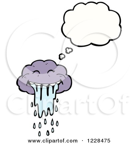 Clipart of a Thinking Drooling Cloud - Royalty Free Vector Illustration by lineartestpilot