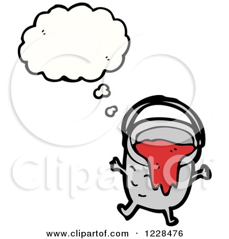 Clipart of a Thinking Paint Bucket - Royalty Free Vector Illustration by lineartestpilot