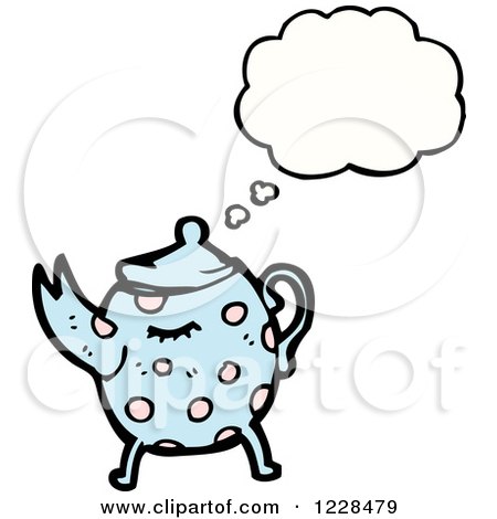 Clipart of a Thinking Tea Pot - Royalty Free Vector Illustration by lineartestpilot