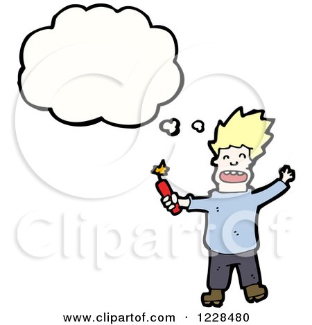 Clipart of a Thinking Man with Dynamite - Royalty Free Vector Illustration by lineartestpilot