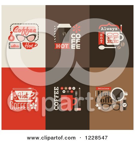 Clipart of Hot Coffee Icons - Royalty Free Vector Illustration by elena