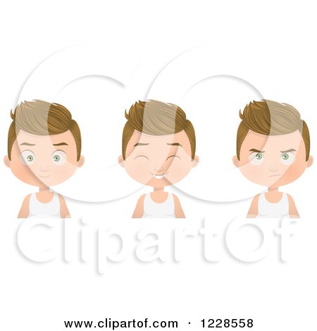 Clipart of Poses of a Dirty Blond Man or Boy - Royalty Free Vector Illustration by Melisende Vector